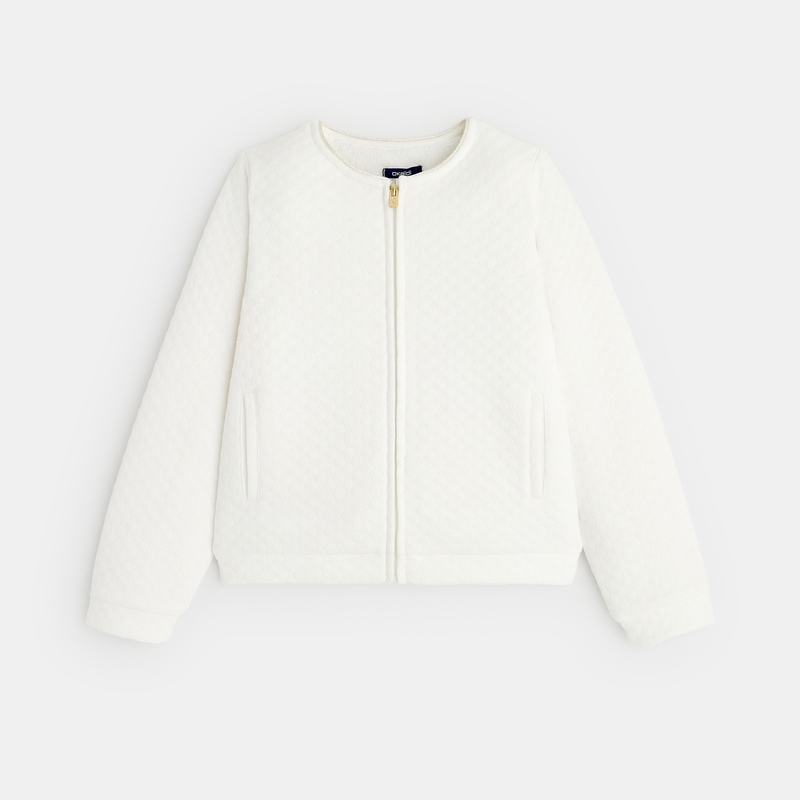 Sweat-shirt doublé en polaire sherpa blanc fille