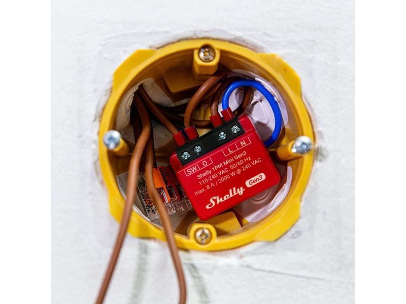 Shelly WLAN-Schaltaktor Mini PM Gen3, 2 Stück WLAN-gesteuerter intelligenter Schalter, 1 Kanal 8 A, mit Leistungsmessung