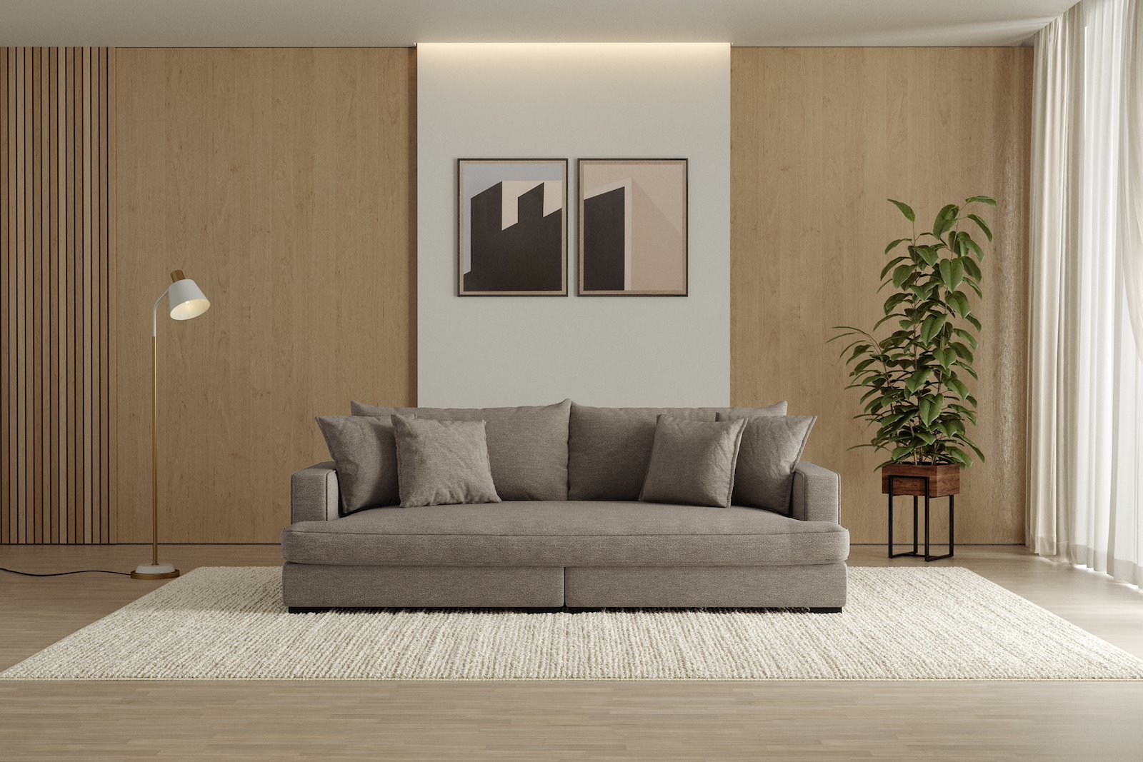 Rossi 3-seter sofa (1 setepute) Tekstil Beatto 1023 Grønn Grå, arm A med sorte ben. Std. Komfort.