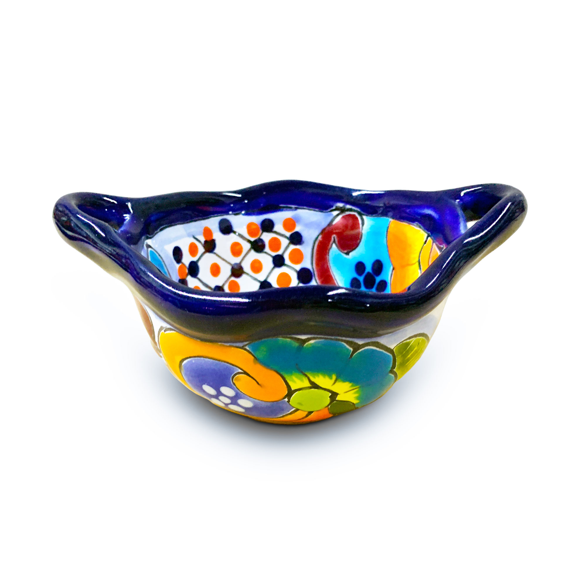 Keramik-Schüssel mit Henkeln 'Fächer', multicolor, B 14 cm, T 10 cm, H 7 cm zu 14,00