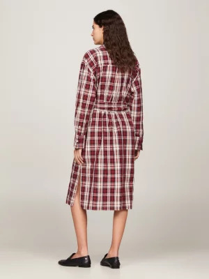 Vestido camisa midi xadrez tartan descontraído