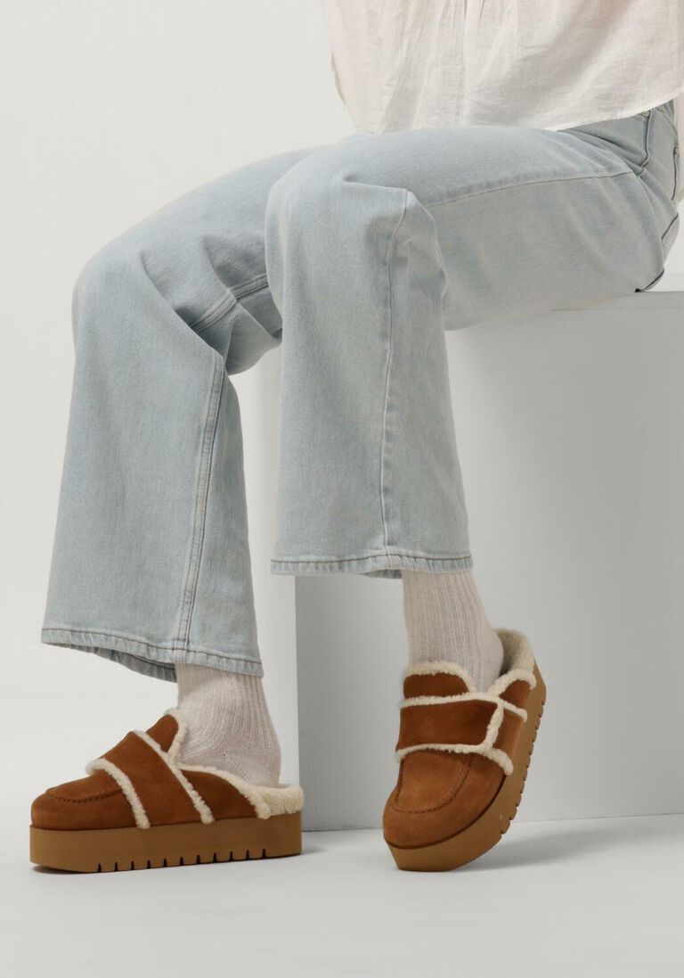 NUBIKK cognac nubikk pantoffels teddy chunky fur