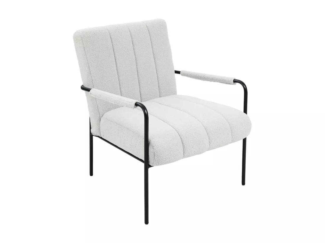 Fauteuil de salon SVITA KYLE Chaise rembourrée Chaise d'appoint Salon avec accoudoir Blanc