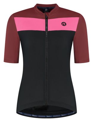 Maillot Manches Courtes Vélo Rogelli Core Block Noir/Bordeaux/Rose Femme