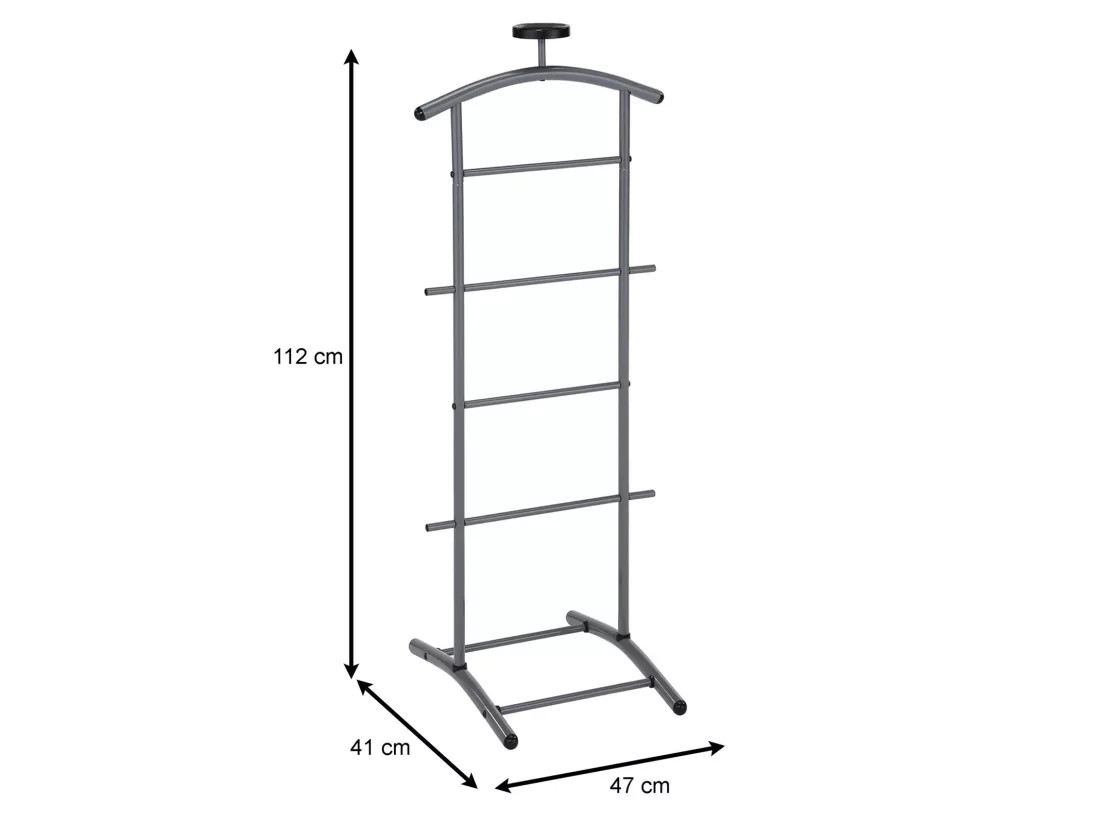 Valet de chambre ATRIX chevalet de nuit portant pour vêtements, structure en métal laqué gris