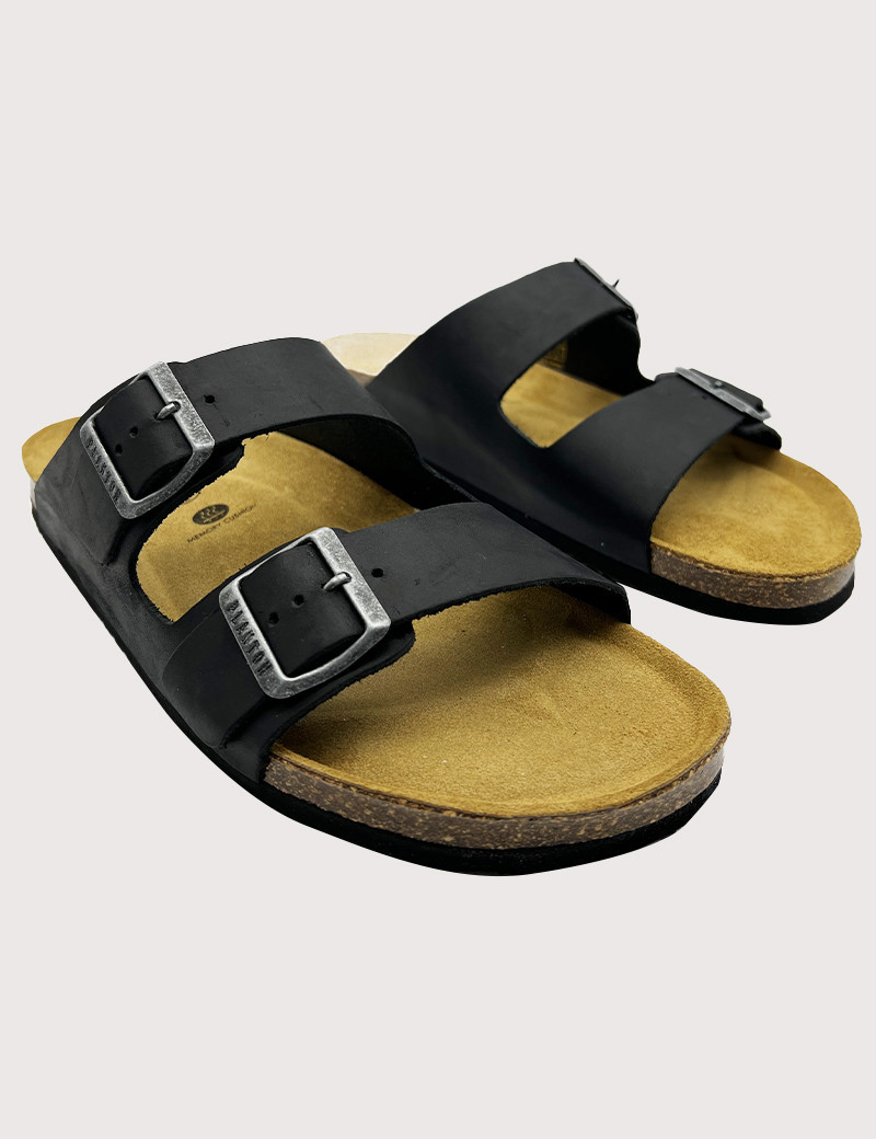 PLAKTON MULES HOMME DOUBLE BRIDE NOIR