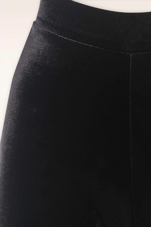 Vintage Chic for Topvintage Victoria Velvet Wide Leg Broek in Zwart