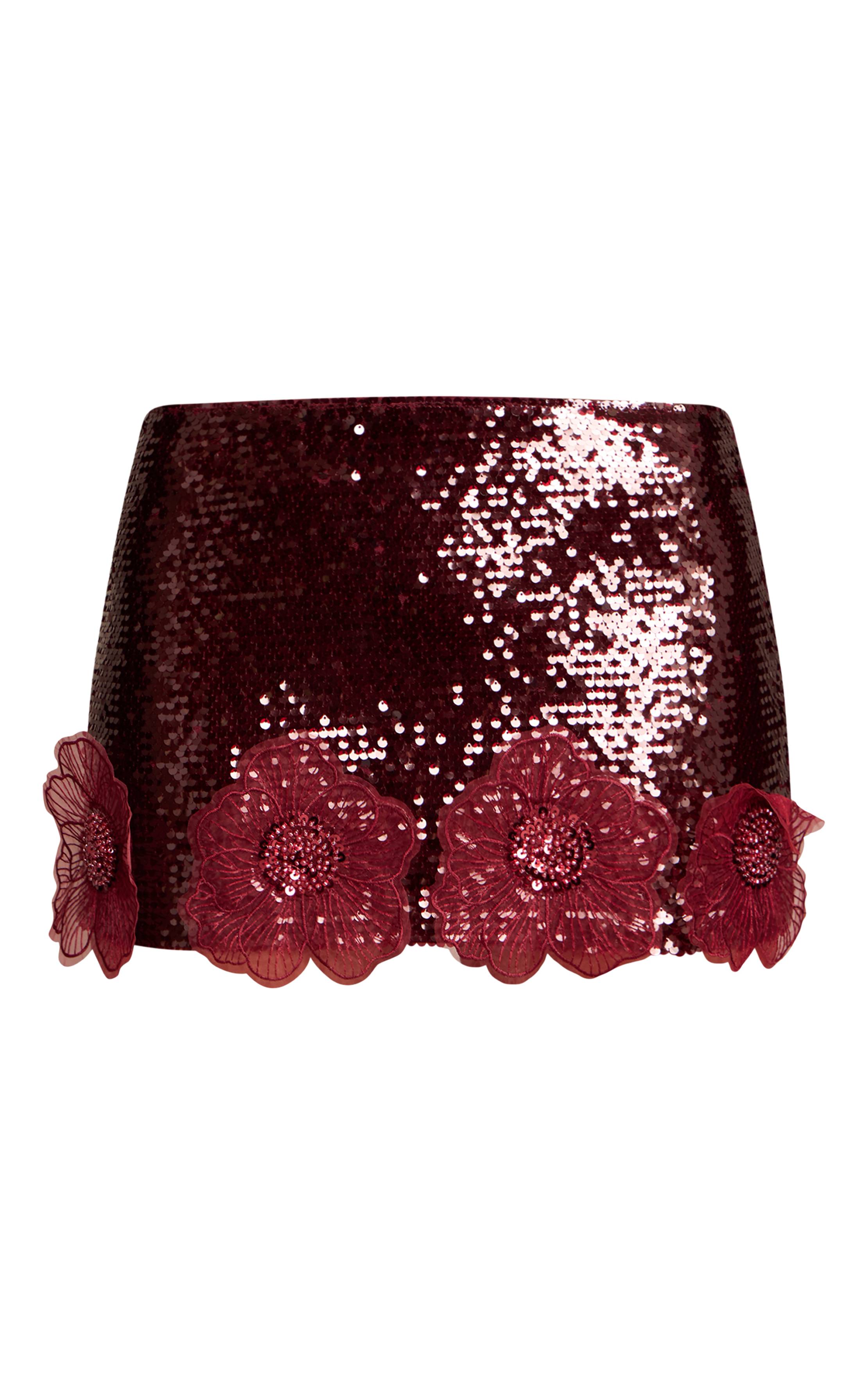Rouge Bordeaux Mini-jupe À Paillettes