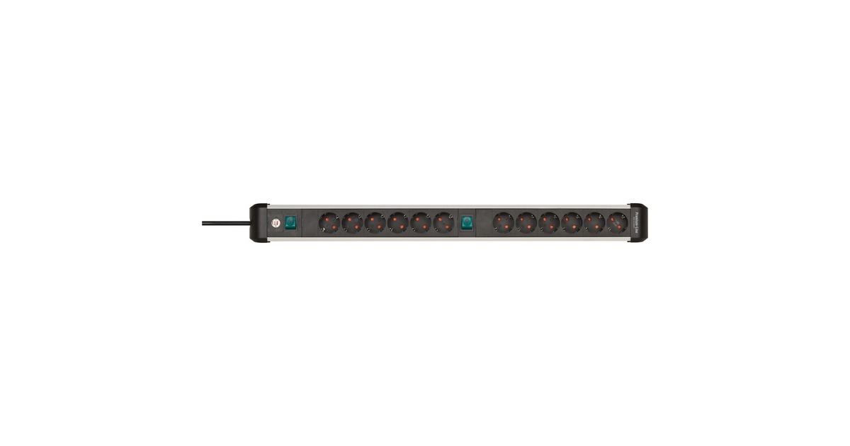 BrennenstuhlPremium-Alu-Line stekkerdoos 12-voudig stekkerdoos  (Zwart/zilver)