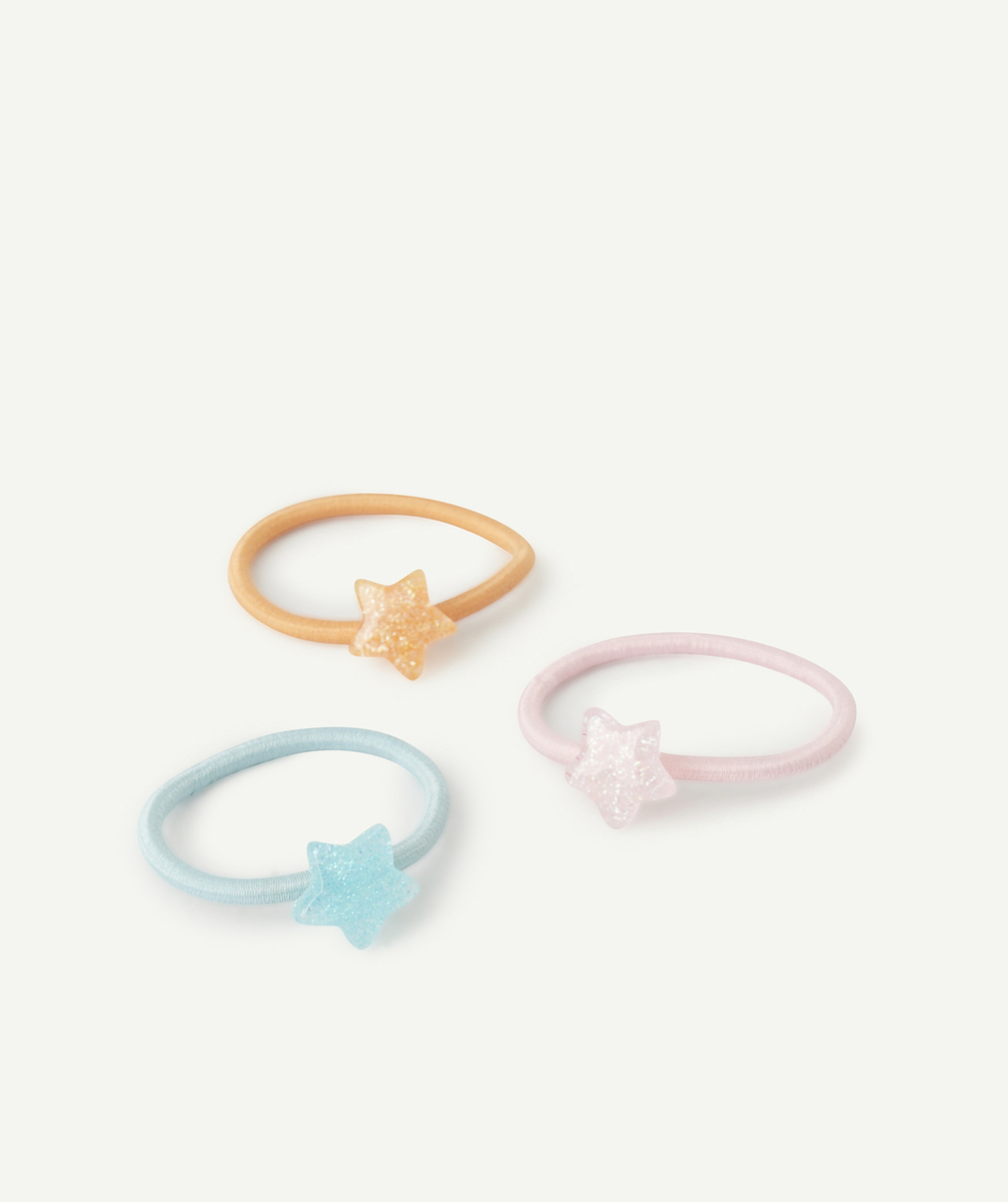 LOT DE 3 ÉLASTIQUES BÉBÉ FILLE AVEC ÉTOILES PAILLETÉES