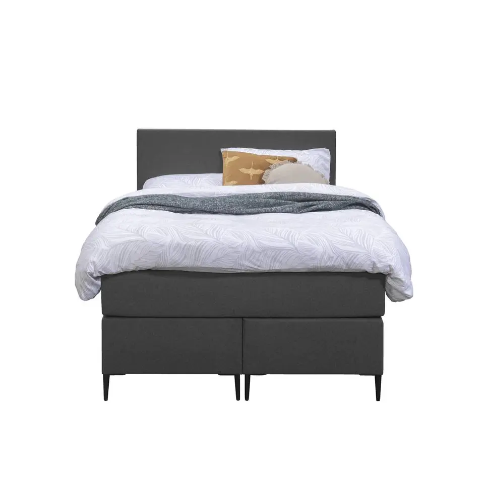 Boxspring Liv egaal - antraciet - 120x200 cm - slanke poot