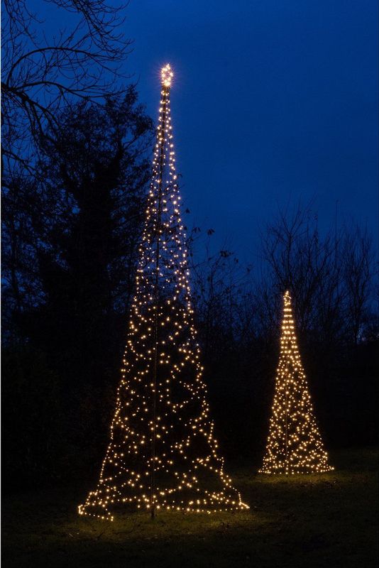 Anna's Collection Vlaggenmast kerstboom met ster - verlichting - 480 leds - H320 cm