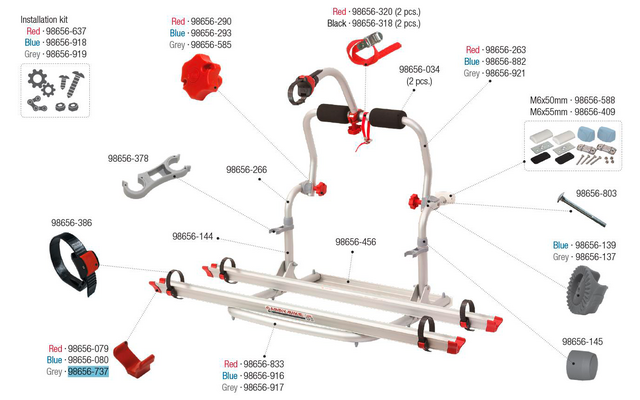 Fiamma Schienenabdeckkappe passend für Carry Bike UL / CL / Rail Quick - Farbe Grau Fiamma Ersatzteilnummer 98656-737