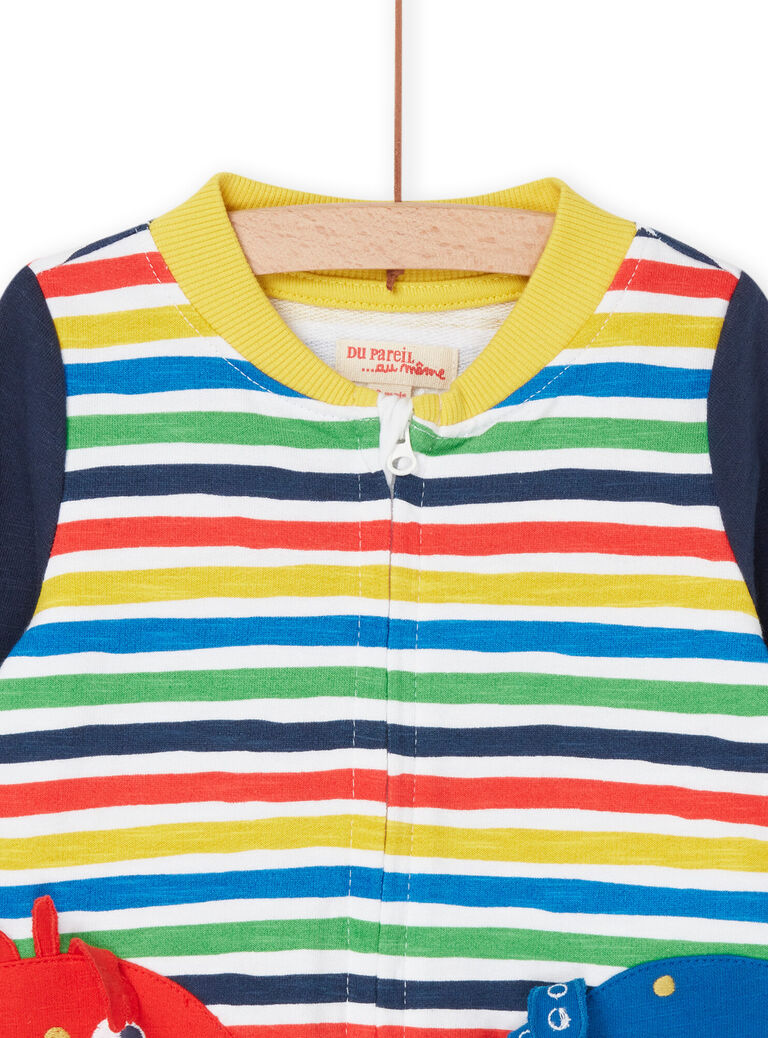 Gilet blanc à manches longues à motif à rayures