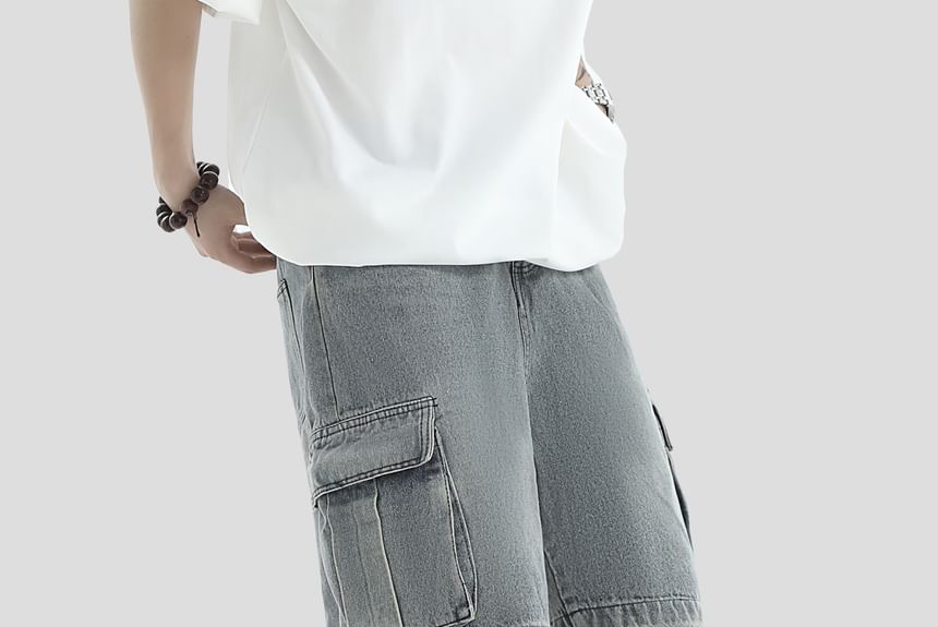 Banash - Losse, gewassen denim shorts met zakken en onafgewerkte zoom
