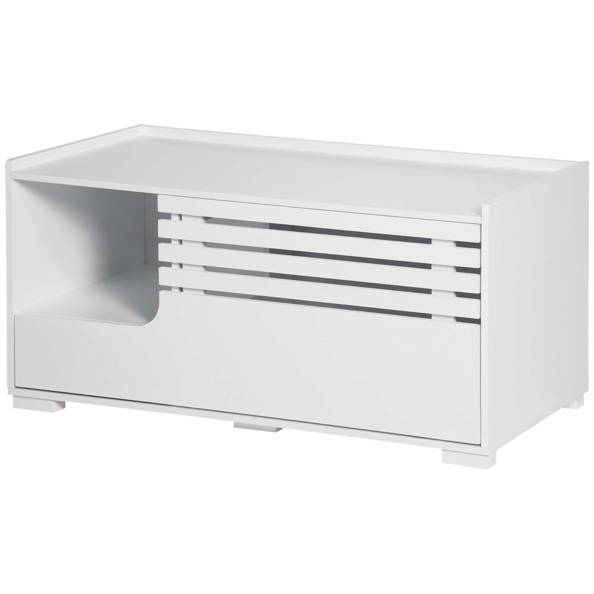 PawHut Katzentoilett mit erhöhtem Boden weiß 90L x 48B x 43,5H cm
