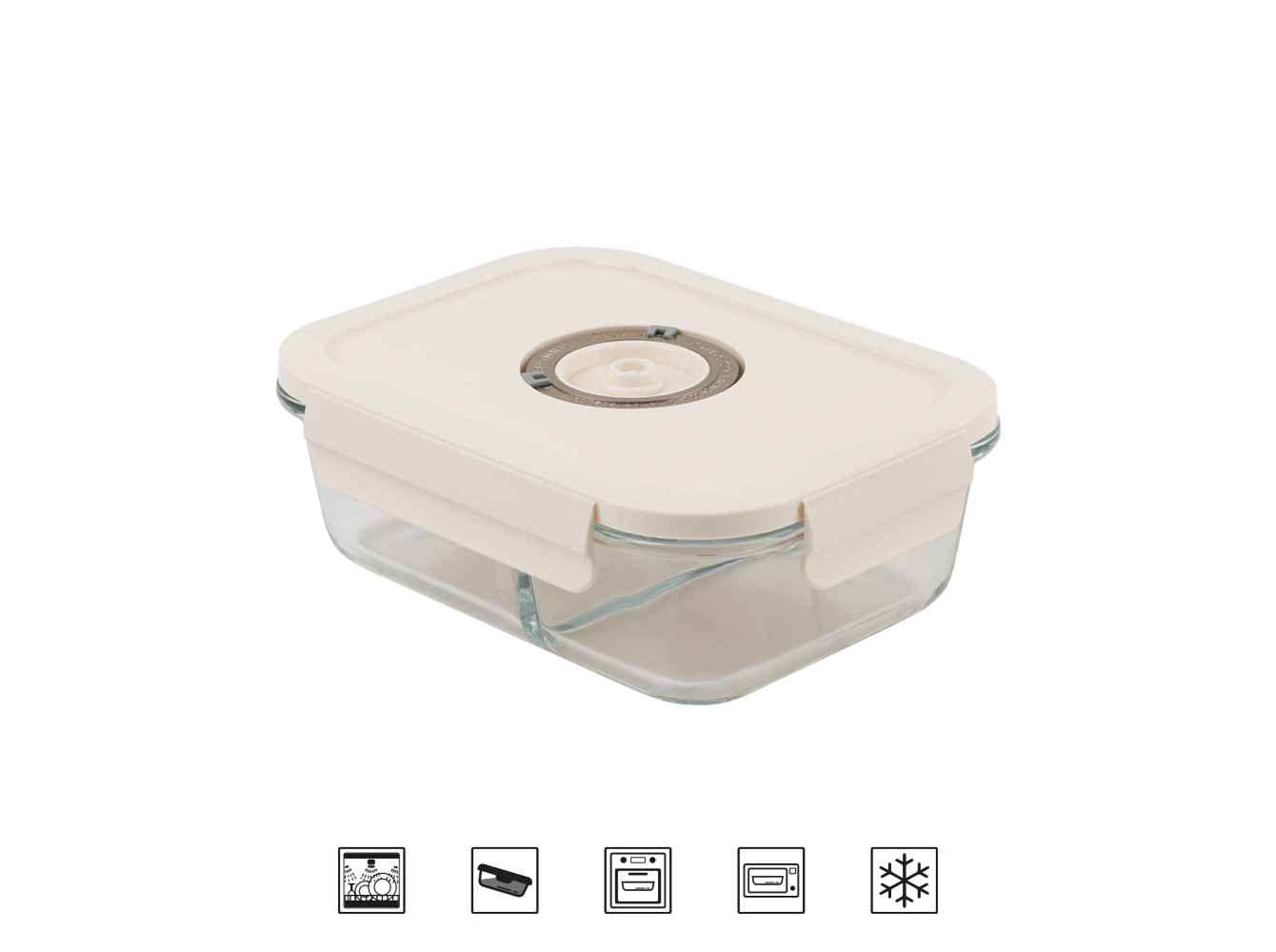CAIXA HERMÉTICA VIDRO VÁCUO SMART&FRESH COM DIVISÓRIA 1020ML