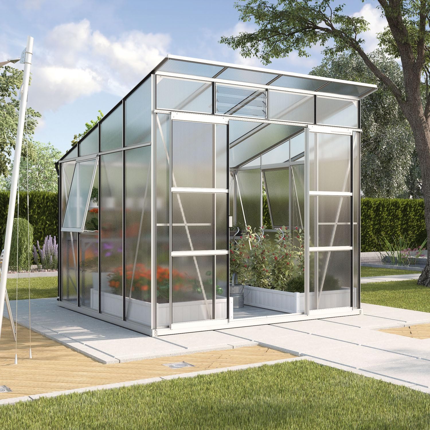 Vitavia Gewächshaus Freya 7600', Aluminium eloxiert, 7,6 m², 6 mm HKP | Wetterfestes & stabiles Treibhaus | Perfekt für Gemüse & Pflanzen | Robust & langlebig