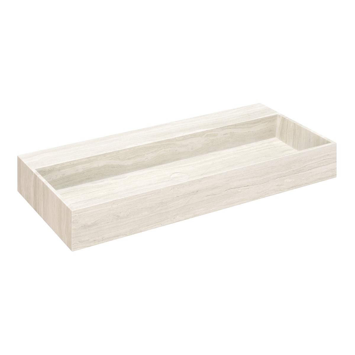 Fontana White Travertin badmeubel 100cm mat zwart met ribbelfront zonder kraangat