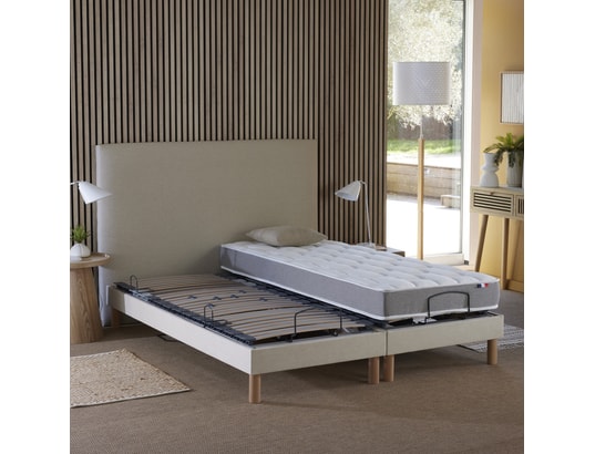IDLITERIE - Matelas + Sommier 2 x 80 x 200 Ensemble électrique mémoire de forme beige 2x80x200
