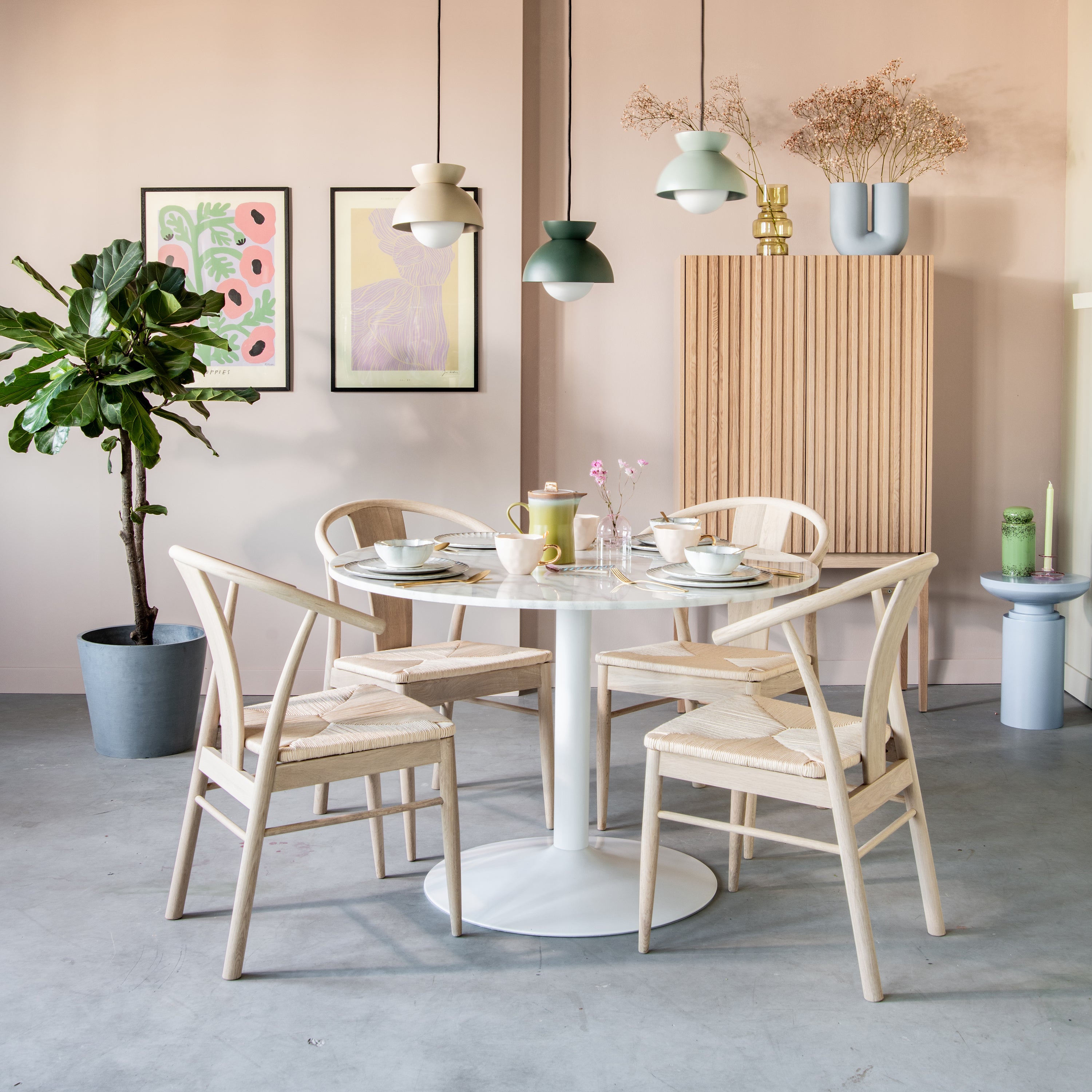 by fonQ Marble Eettafel Marmer - Ã 110 cm - Wit