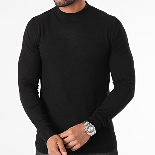 Pull Col Cheminée Noir