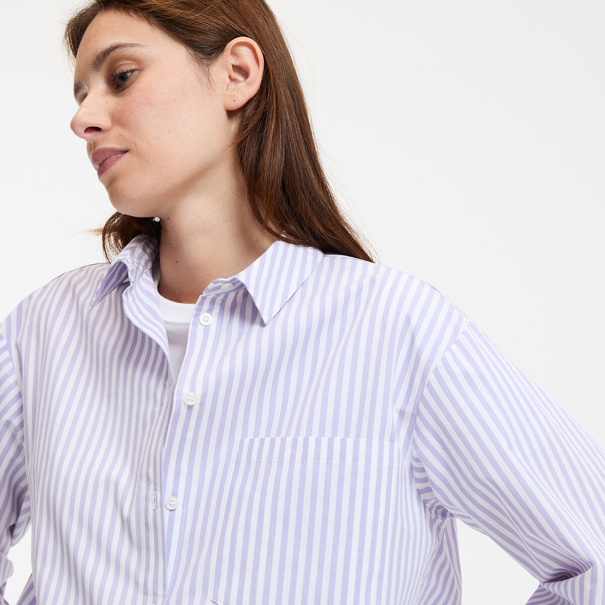 LA REDOUTE COLLECTIONS<br>Camisa listrada de algodão, Assinatura MARLÈNE