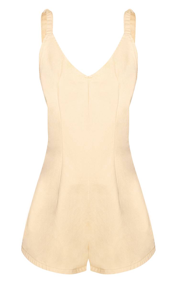 Citron Combi-short En Denim À Bretelles Nouées