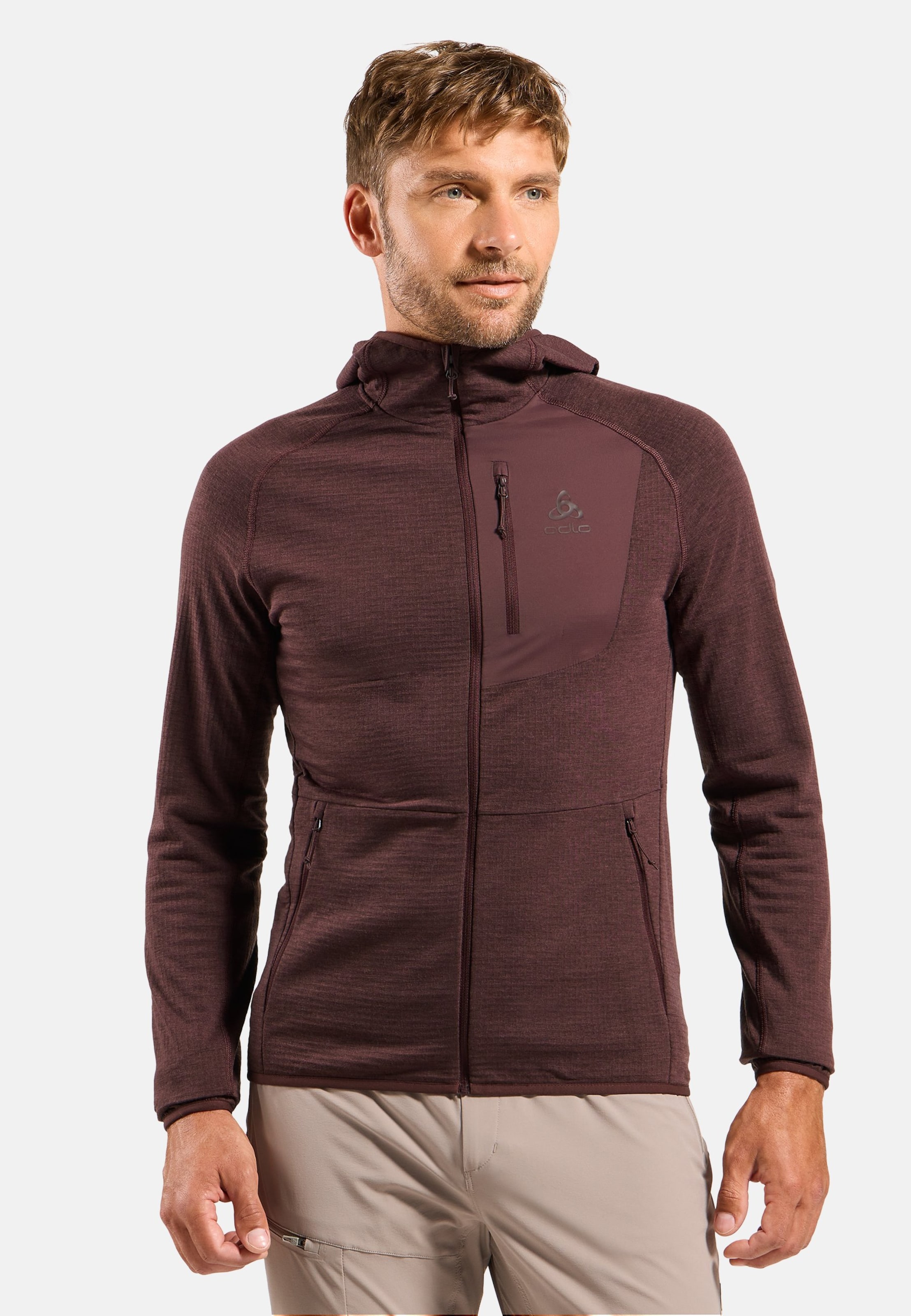 Ascent Mid Layer mit Kapuze und Reissverschluss in fudge