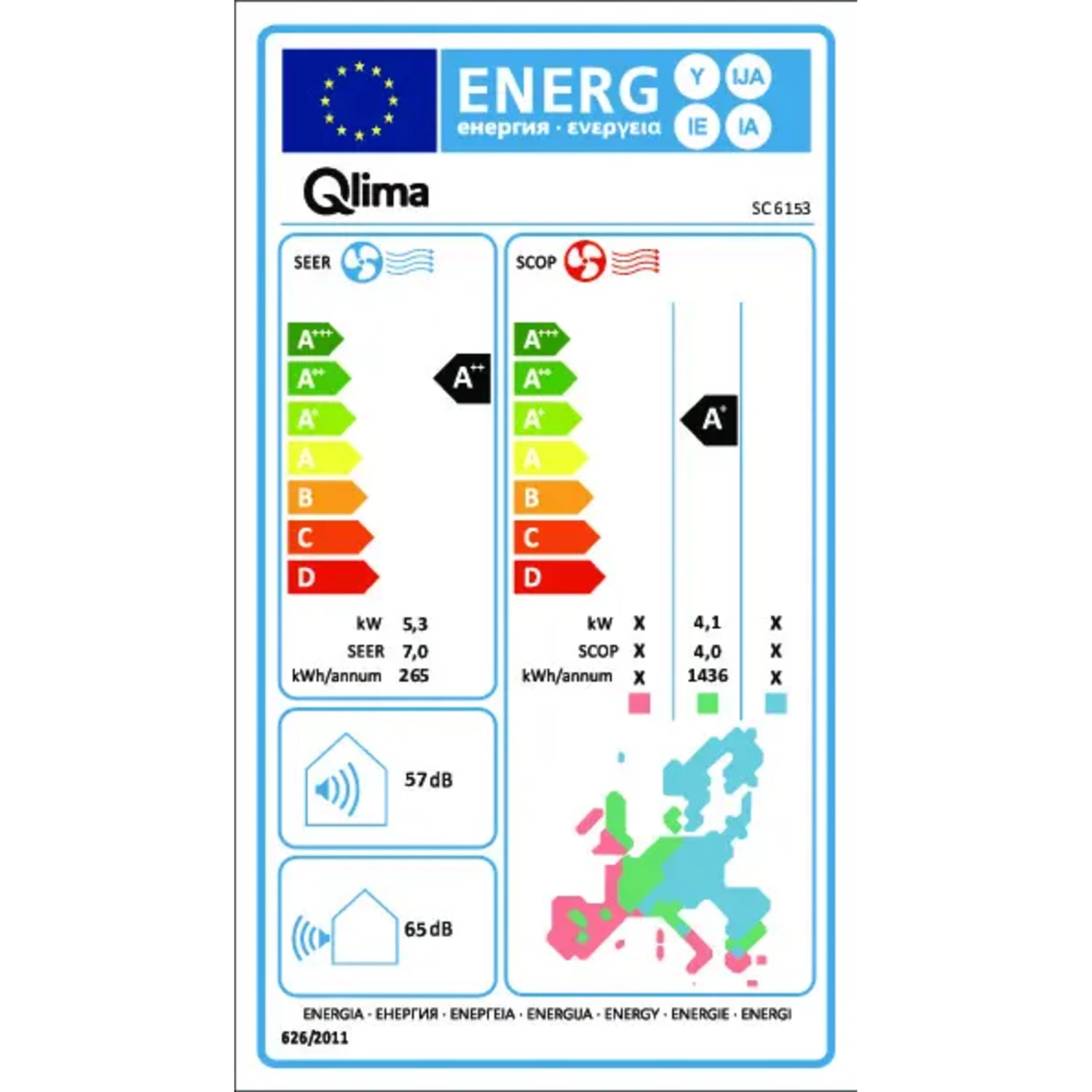 Qlima SC 6153 Split unit airco - 5590W