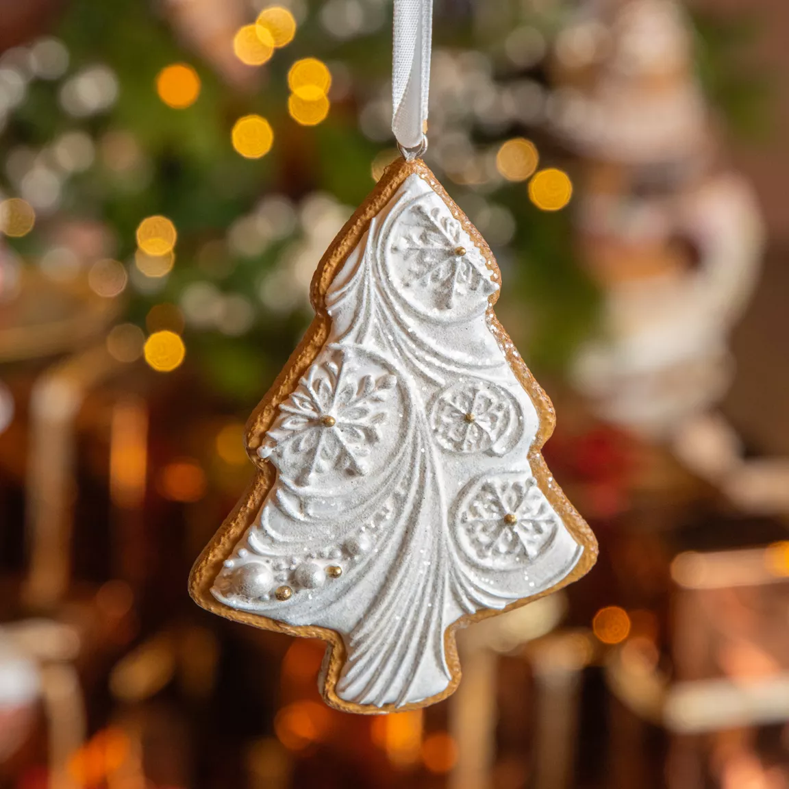 Pain d'épices à suspendre (H10 cm) Sapin gourmand Blanc