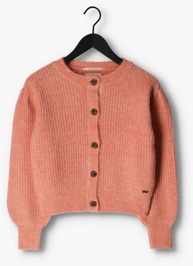 SCOTCH & SODA roze scotch & soda vest knitted crewneck cardigan with puffed sleeves