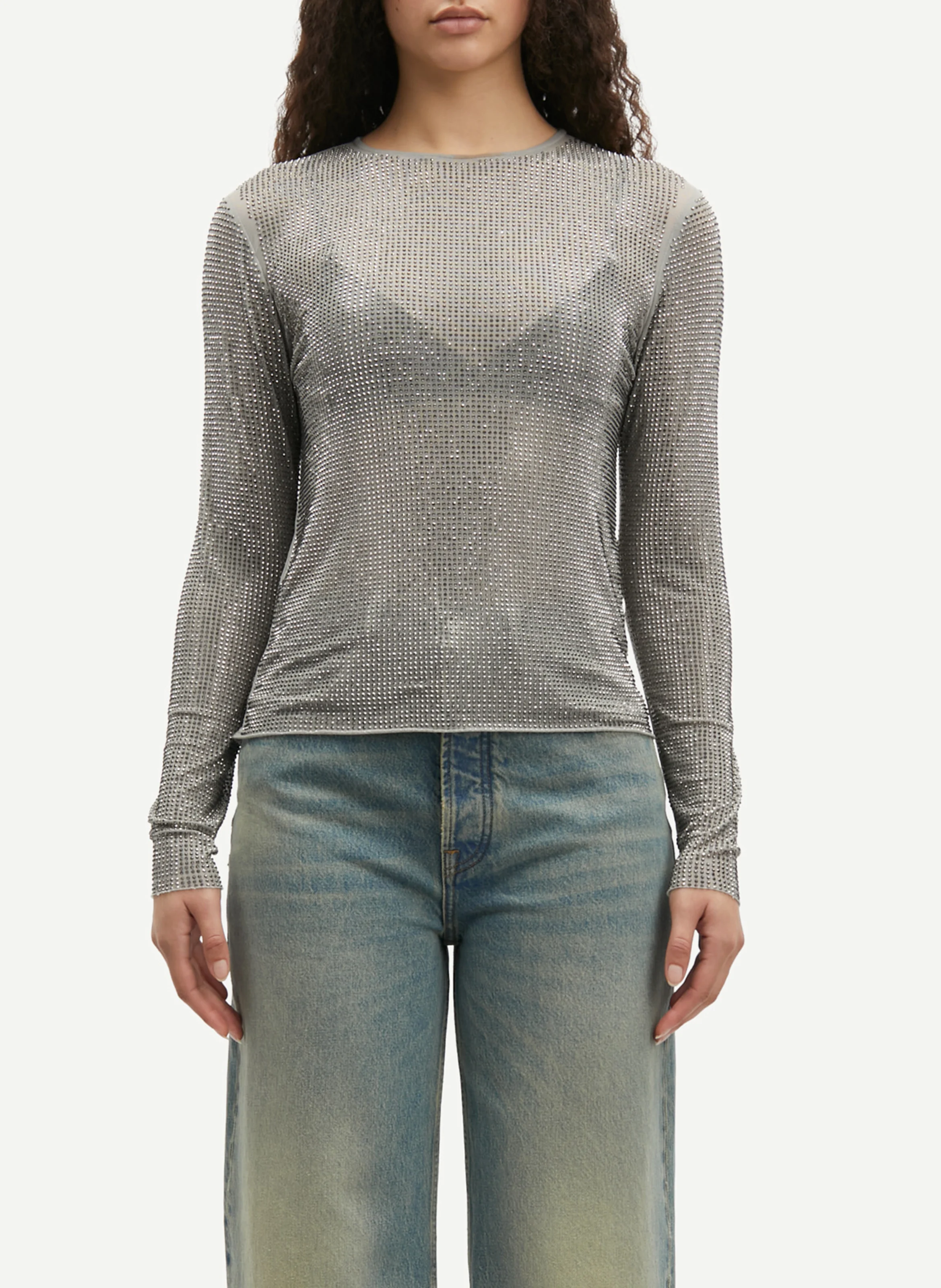 SAMAGDA - Top manches longues filet métallisé | Gris