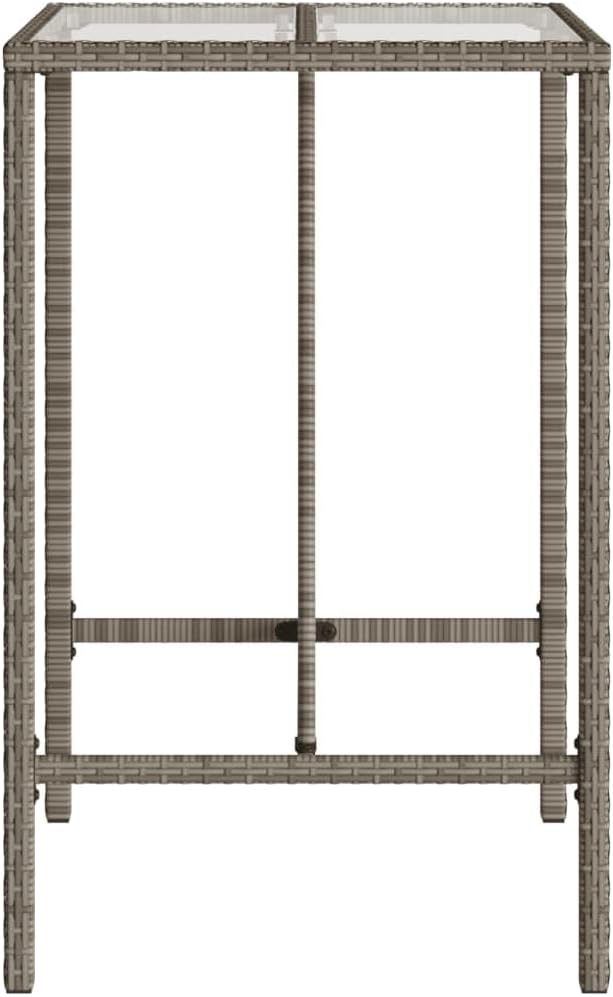 Garten-Bartisch Grau 70x70x110 cm Poly Rattan Bartisch, Bistrotisch Bartheke für Hausbar, Wohnzimmer und Esszimme
