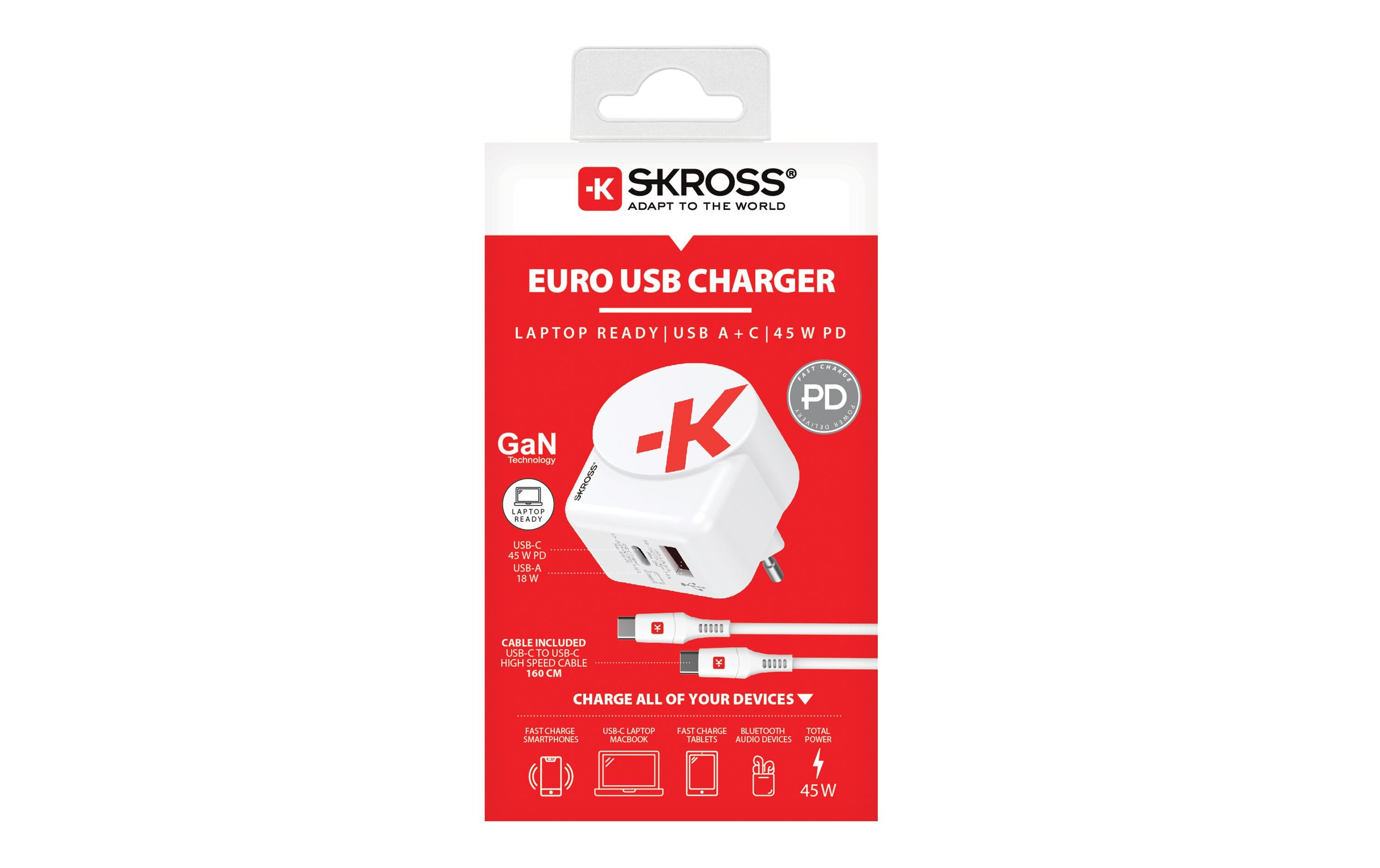 USB-Wandladegerät Euro USB Charger AC45PDEuro USB-Charger für zwei USB-Geräte