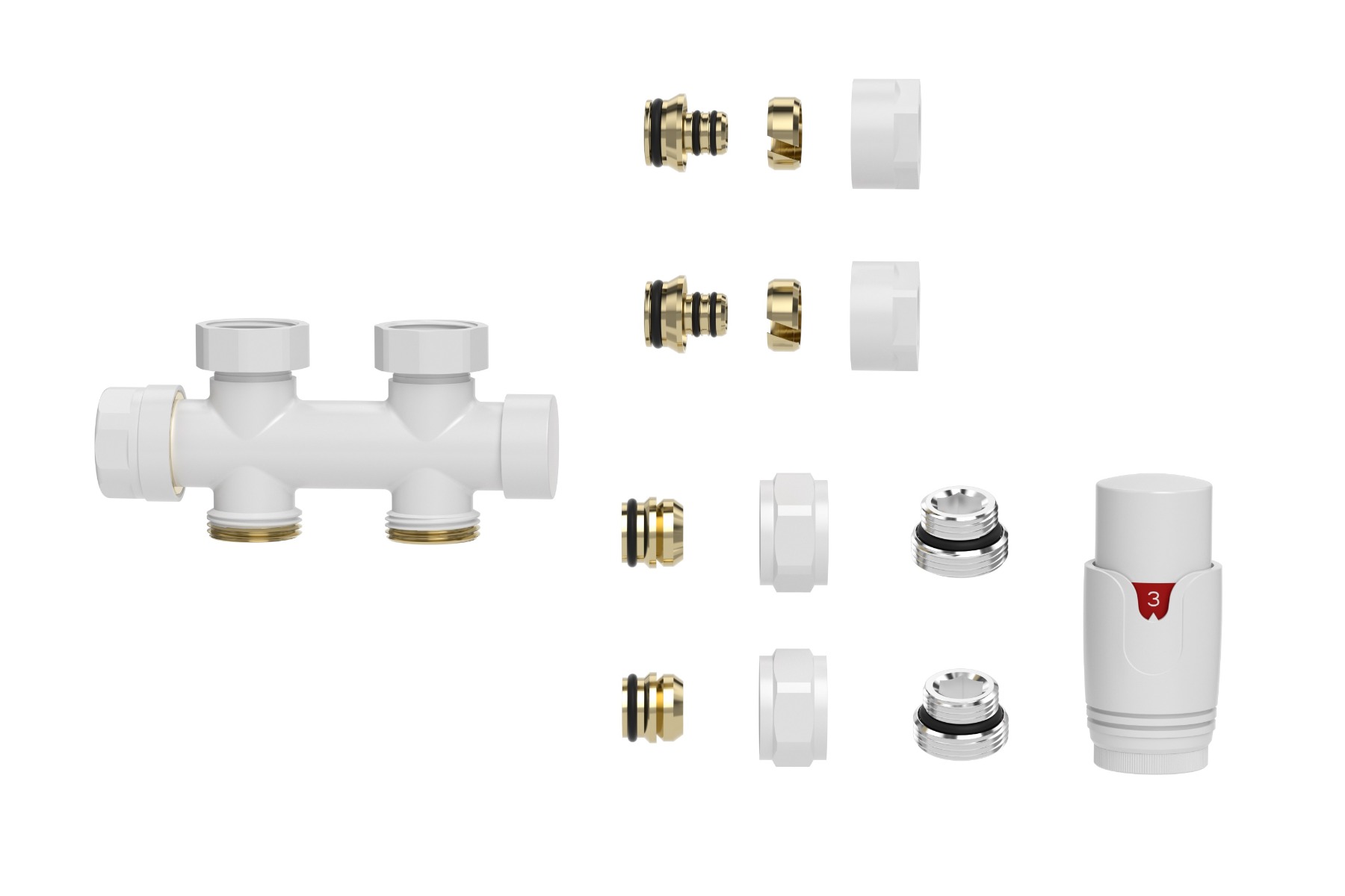 Mueller Nova thermostatisch onderblok radiator set recht glans wit