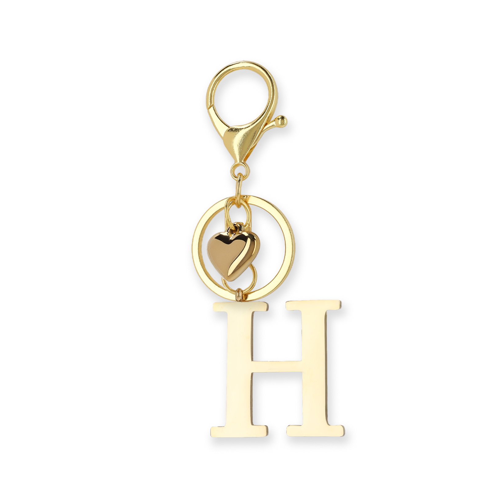 Goudkleurige bag charm letter H