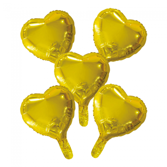 5 Folieballonnen hart met papieren rietje 9