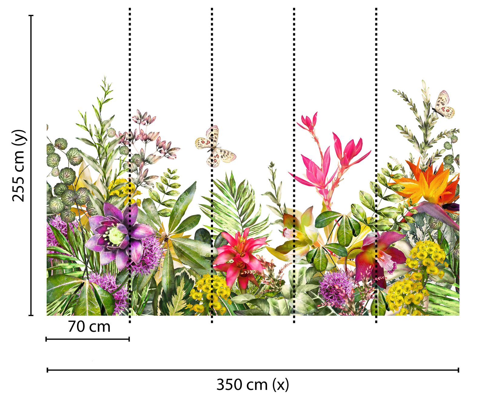 Fototapete DESIGNWALLS - bunt-weiß - Blumen - 2,55 Meter