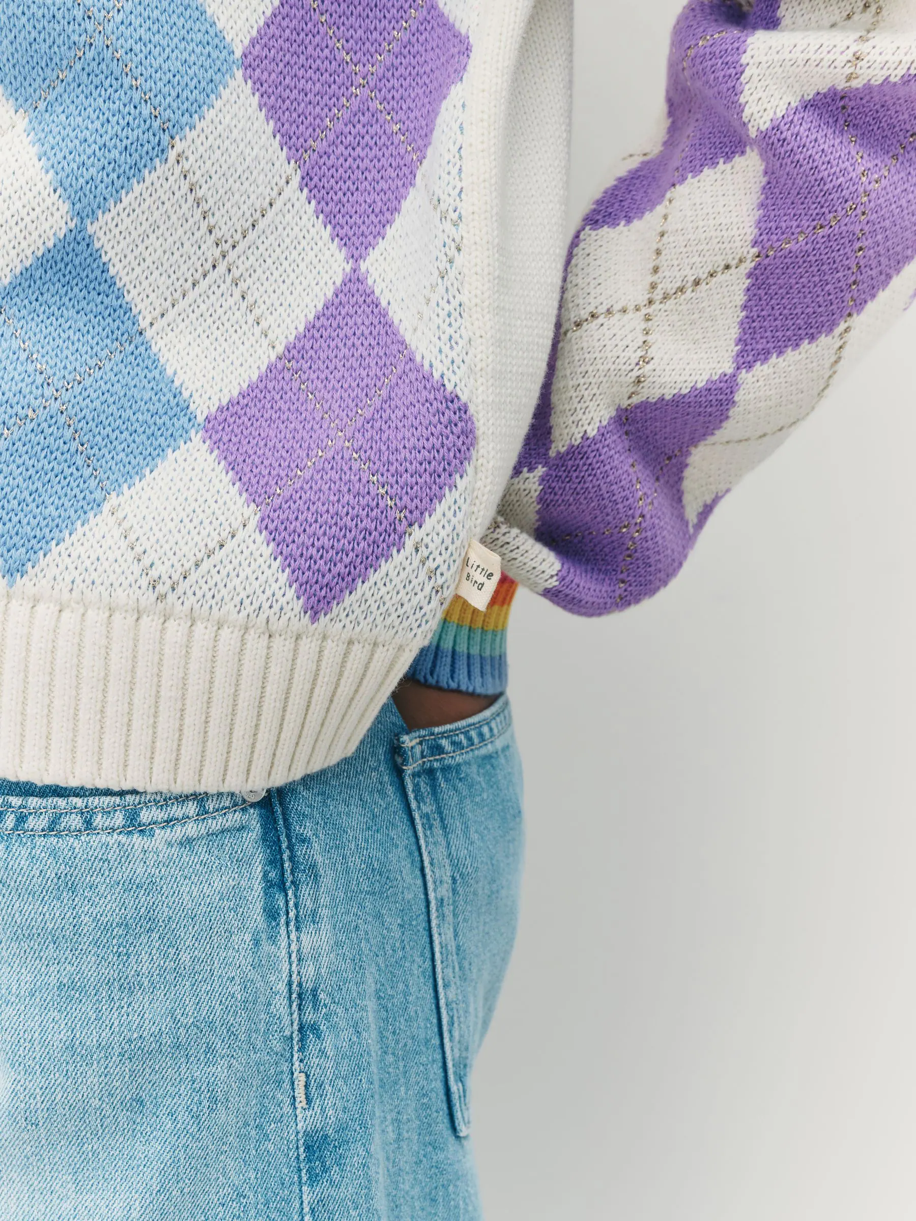 Multi - Little Bird by Jools Oliver - Gebreid argyle vest met regenboog voor volwassenen