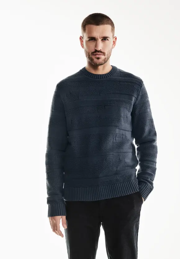 Pullover mit Muster - dark dust blue