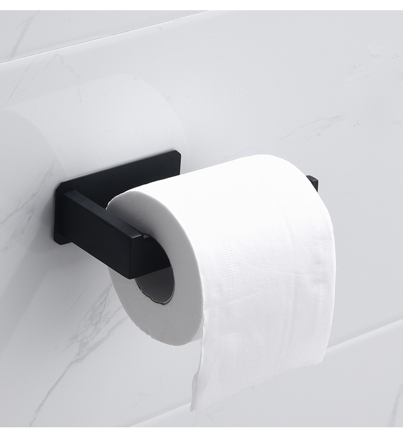 Selbstklebende Edelstahl Toiletten Papier Wandhalterung - Schwarz (Matt)