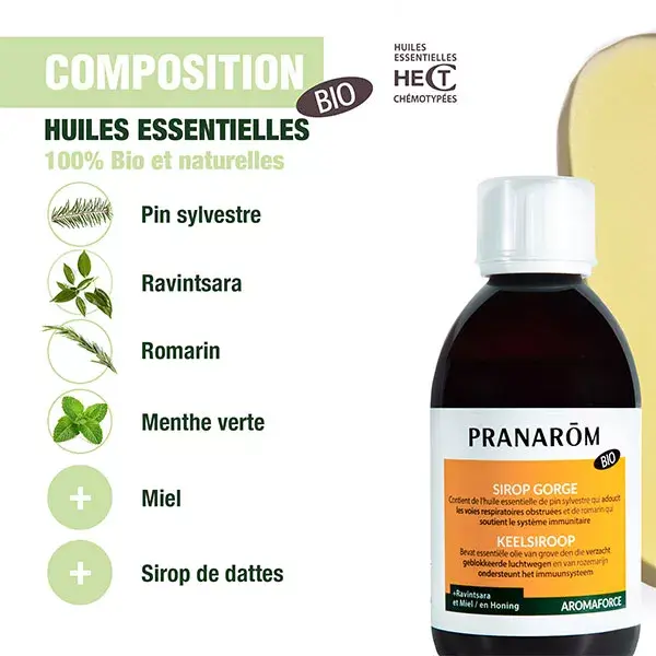 Xarope Respiratório Pranarom Aromaforce com Mel e Ravintsara Orgânico 150ml