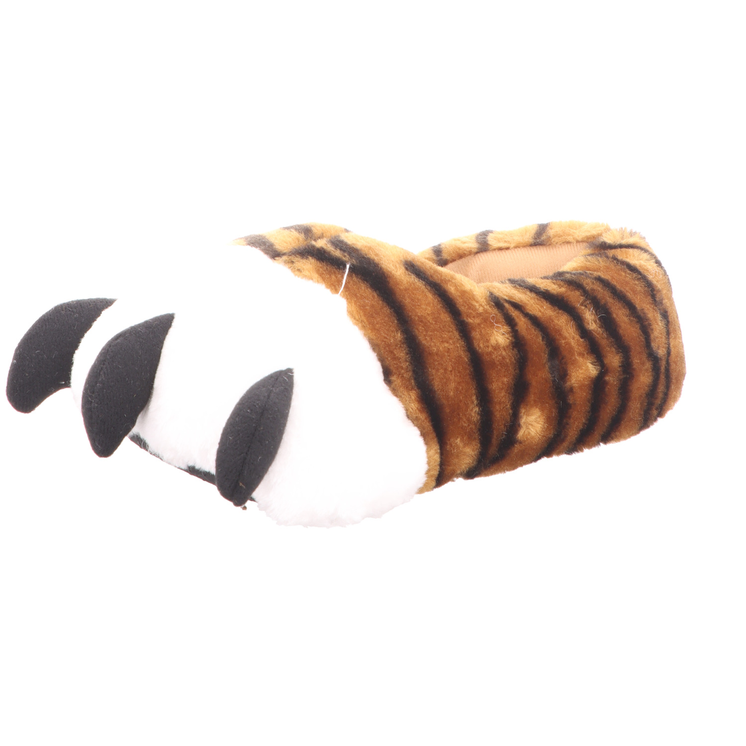Home Comfort Damen-Fun-Hausschuh Tiger-Tatze Braun-Weiß-Schwarz