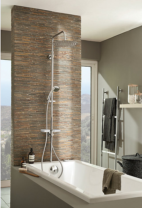 Baignoire Embleme Comododo solo 170 x 75 cm sans tablier + Colonne de douche Valentin