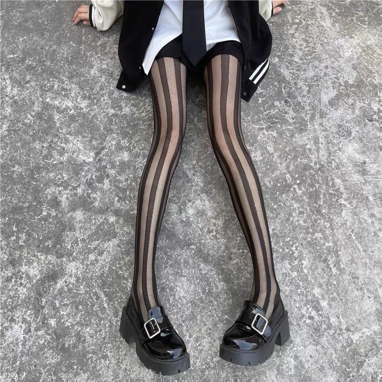 Kuromori - Gestreepte doorschijnende panty's