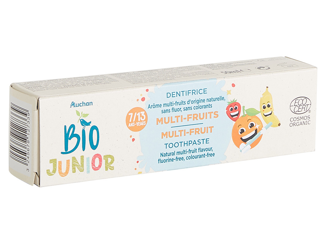 PASTA DENTÍFRICA AUCHAN BIO JUNIOR MULTIFRUTOS 50ML
