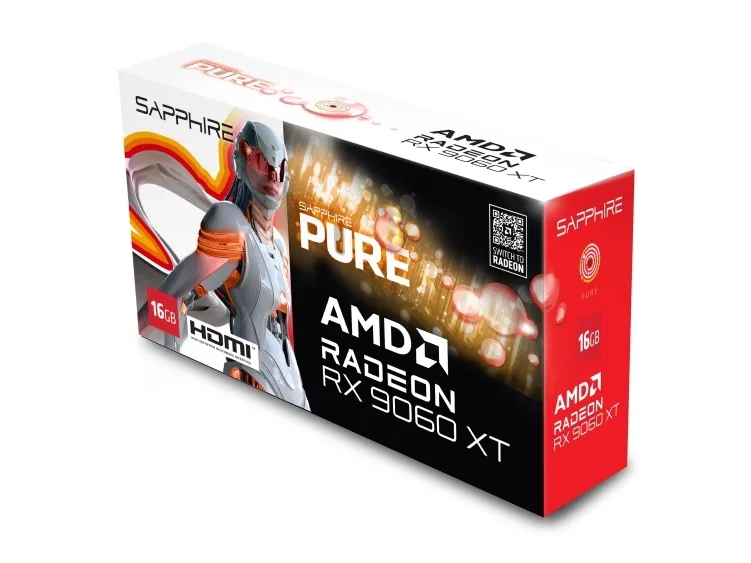 Sapphire Pure RX 9060 XT - Grafikkort - Radeon RX 9060 XT - 16 GB GDDR6 - PCIe 5.0 x16 - DisplayPort, 2 x HDMI