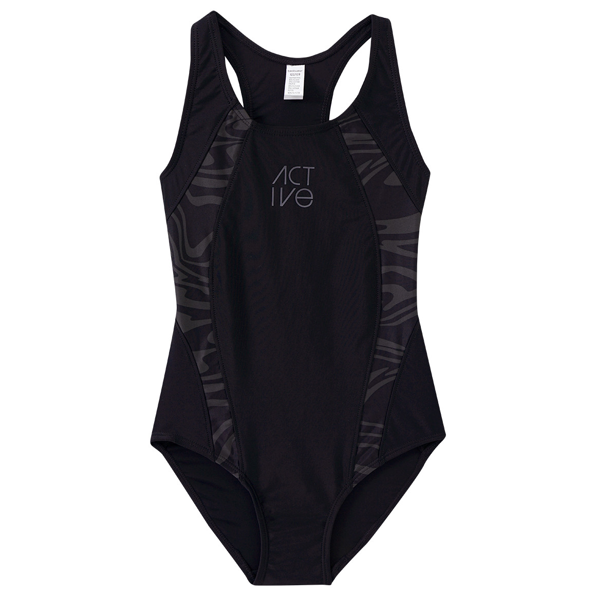 Beatwear Mädchen Sport-Badeanzug mit Ringerrücken schwarz