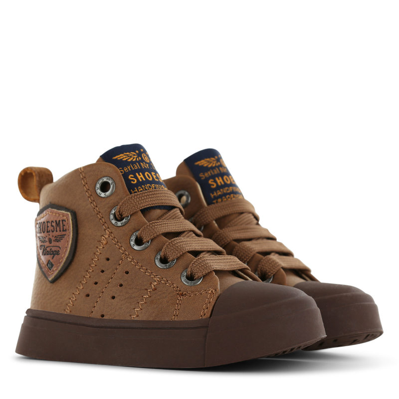 Shoesme cognac veterboot met patch Microleer | Sale